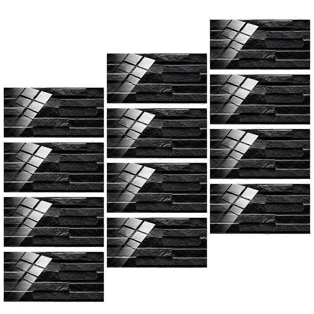 Tile Sticker for Decor Wall Paste Decals for Furniture Surface Black Pvc Durable Function 12Pcs