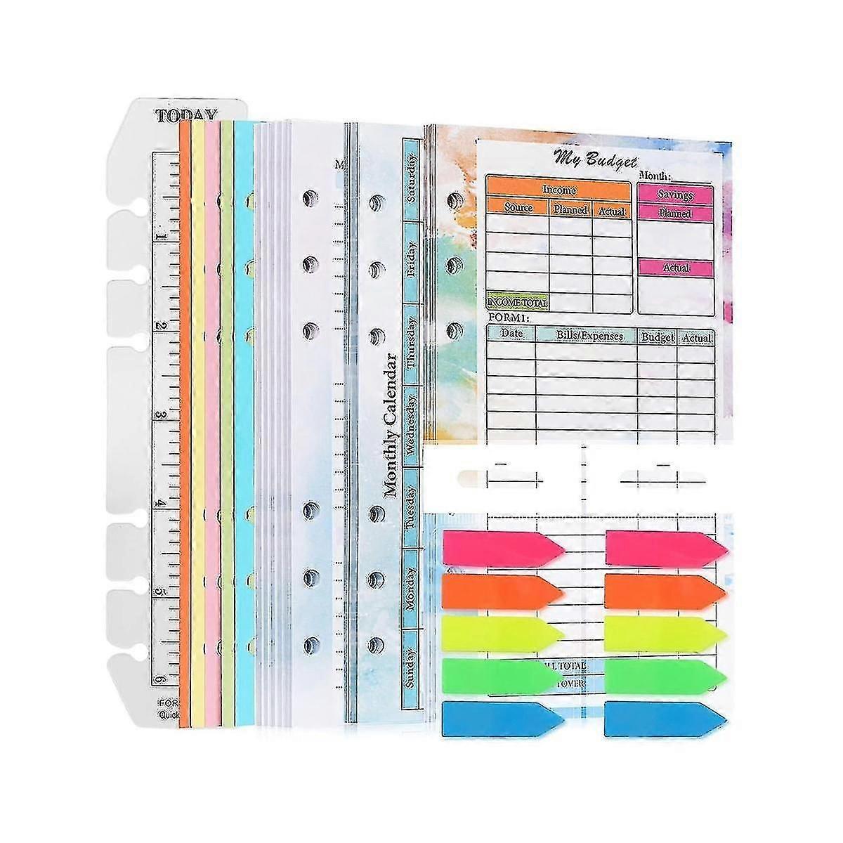 A6 Budgetplaner Nachfüllpackung mit 82 Blatt, Monats- und Wochenplaner Notizblock für A6 Bindemitteleinband