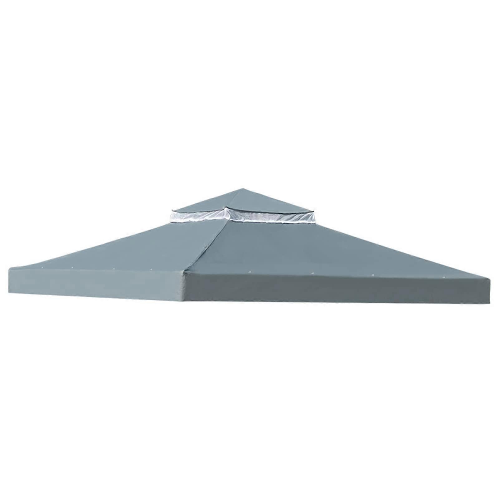 Gazebo Roof Tarpaulin Sunshade 10x10FT Waterproof Yard Patio Pavilion Cover with Air Vent for Outdoor Grill Shelter Brown Light Grey