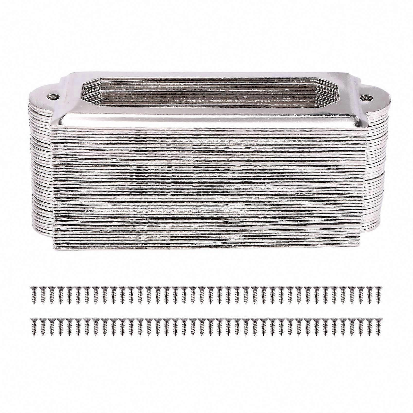 40 Set Silver Tone Metal Frame Office Library File Drawer Cabinet Card Tag Label Holder