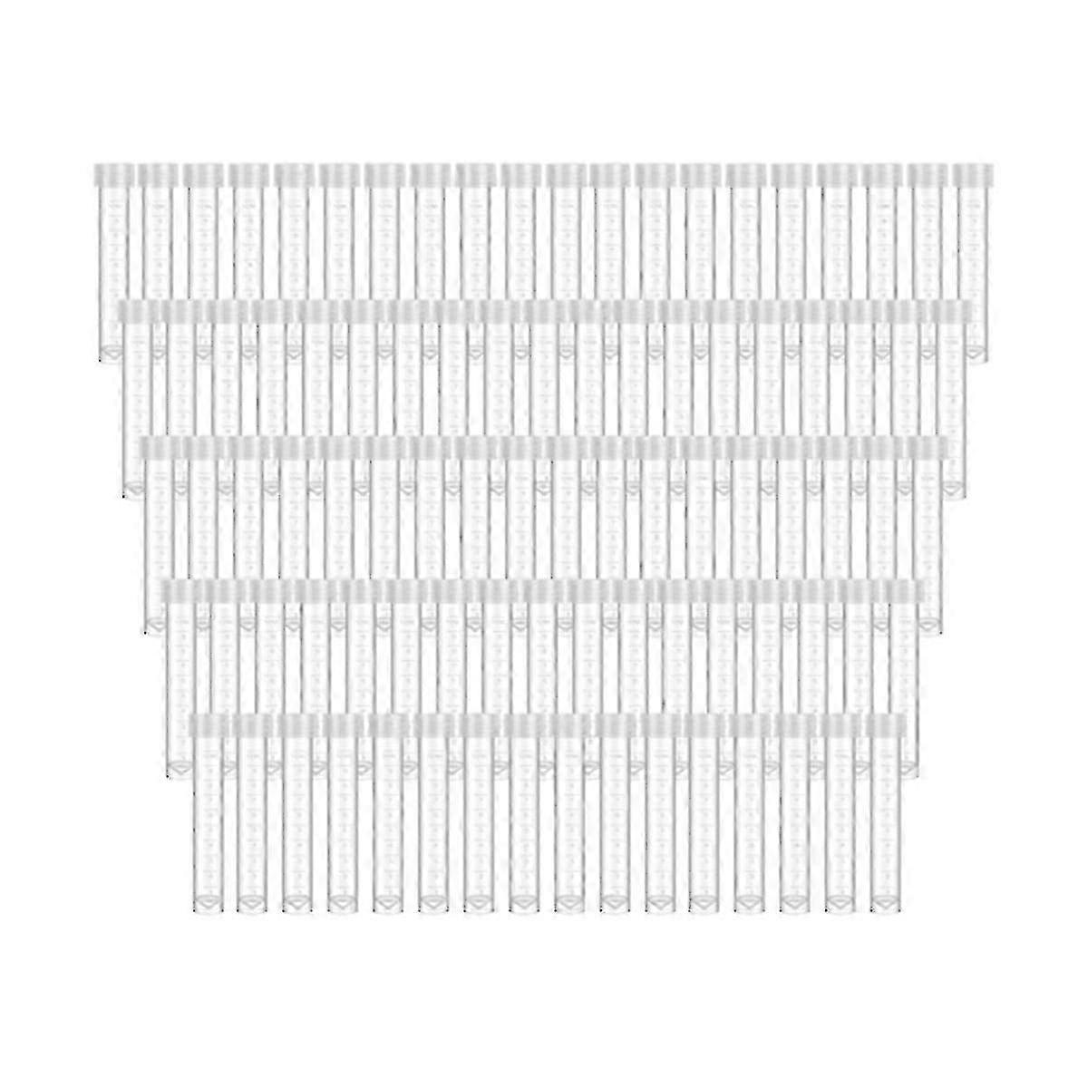 100 Pcs Clear 10ml Plastic Test Tubes with Leak-Proof Lids, Small Storage Vials for Lab Samples & Crafts