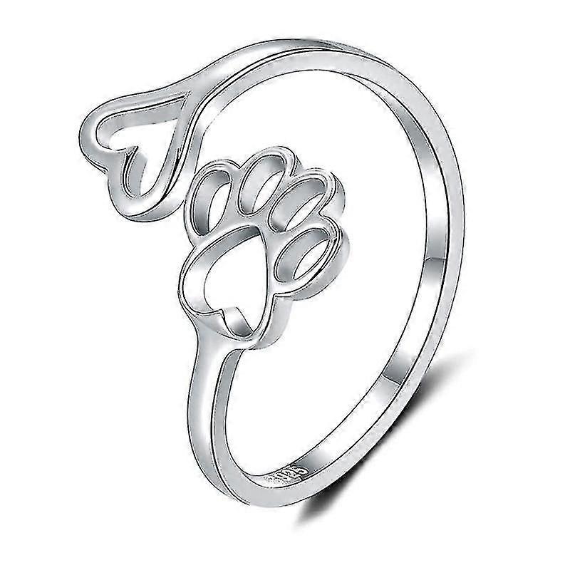 Paw Print Adjustable Ring, 925 Sterling Silver, Pet Lover