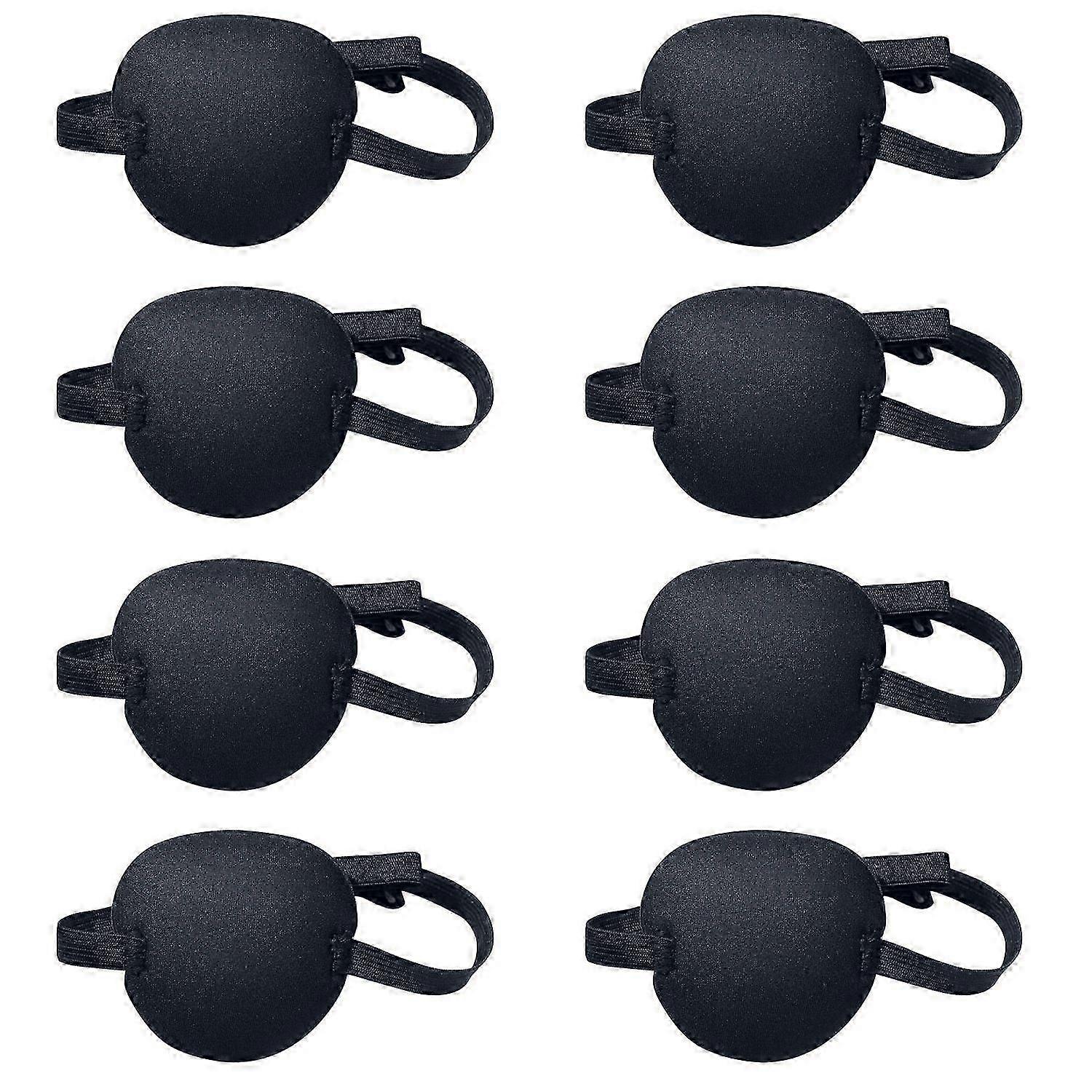 8 Pack Black Eye Patch Strabismus Adjustable Eye Patch Eye Mask with Buckle