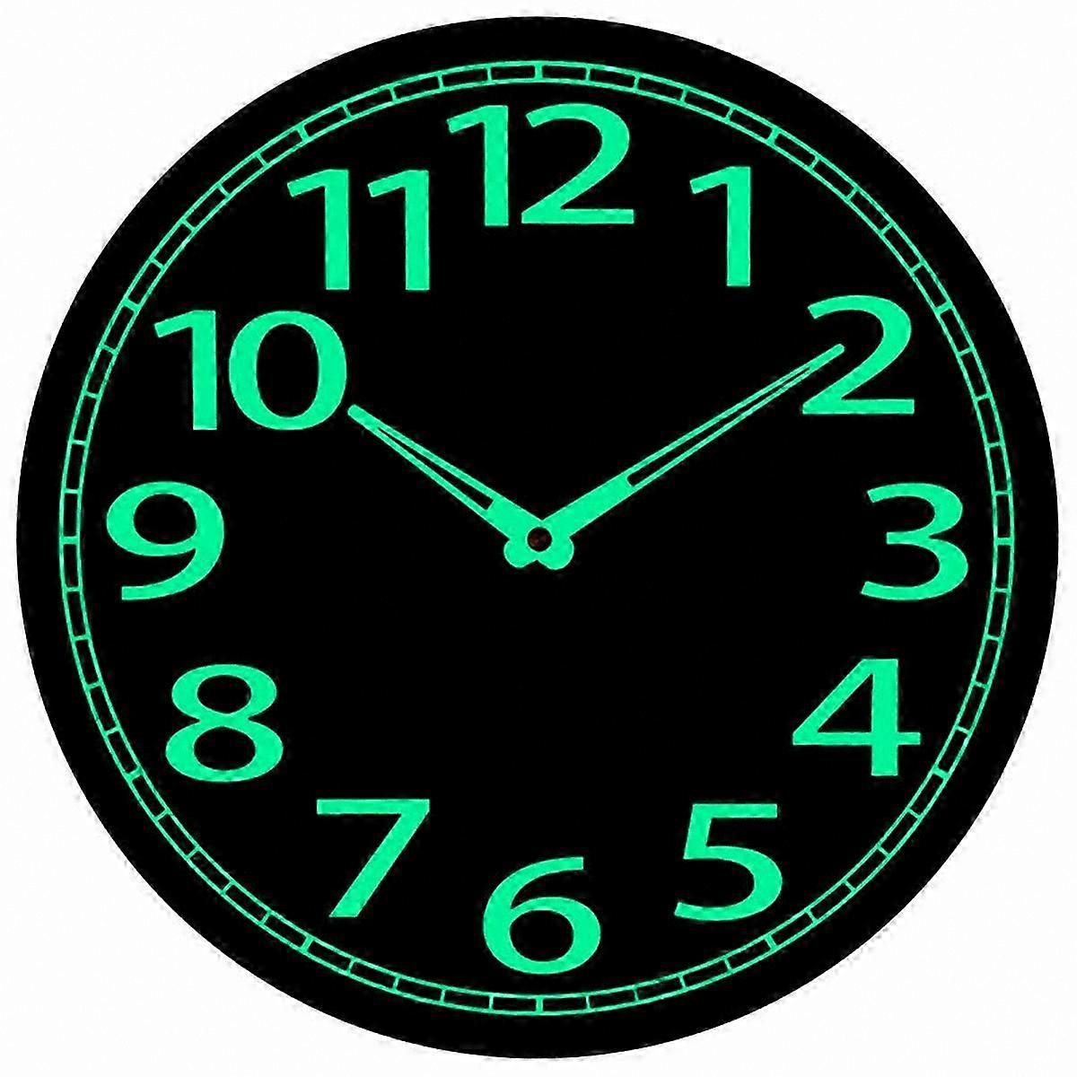 Luminous Wooden Wall Clock - 12 Inch Silent Non-Ticking Glow in the Dark Clock with Energy Absorption Feature