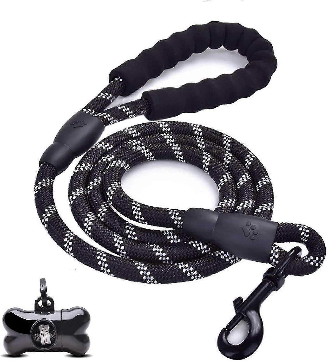 Dog Leash, Dog Leash with Soft Padded Handle, Highly Reflective Threads 1.5m Nylon Dog Leash Rope, for Small, Medium and Large Dogs (Black)