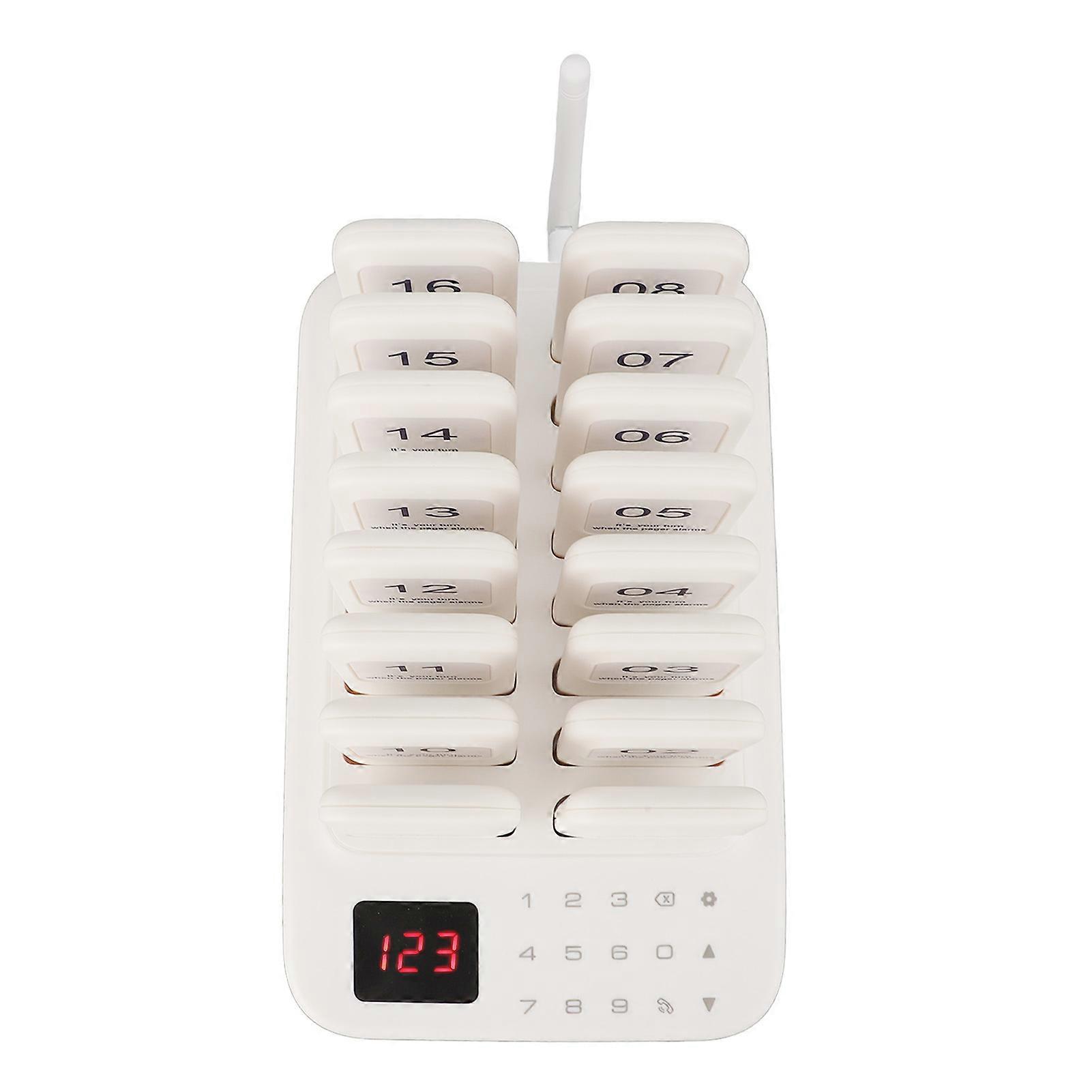 Wireless Call System 1-16 Buzzers 500m Range 1-999s Timer EU Plug