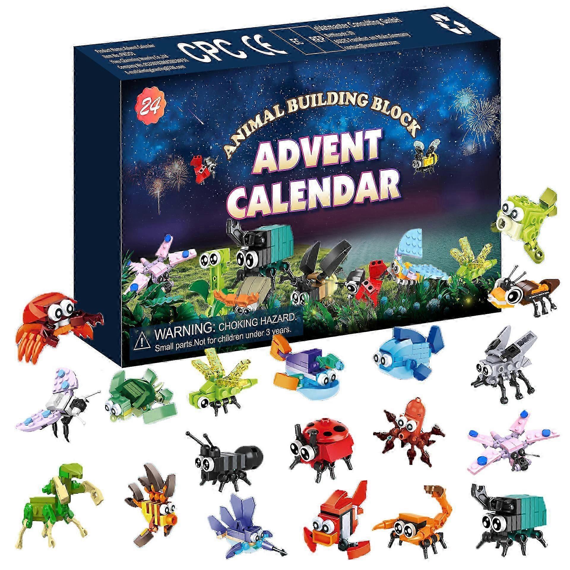 2025 Christmas Insect, Sea Animal, Building Blocks Blind Box Advent Calendar 24 Gifts Halloween Countdown Blind Boxes