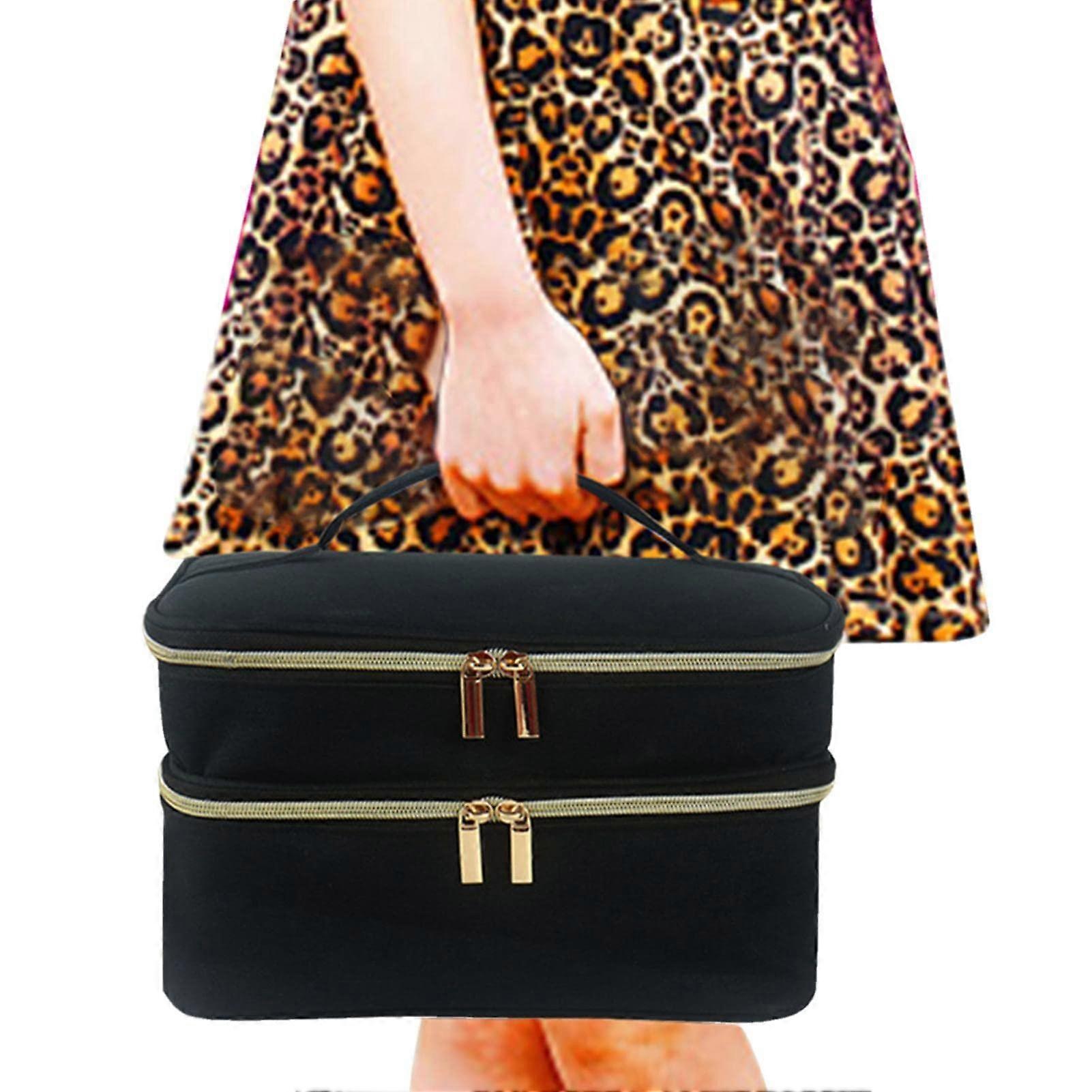 Sewing Craft Hobby Storage Box, 3-Layer Organizer for Sewing Supplies, Double-Layer Black Storage Bag for Threads, Needles, Scissors