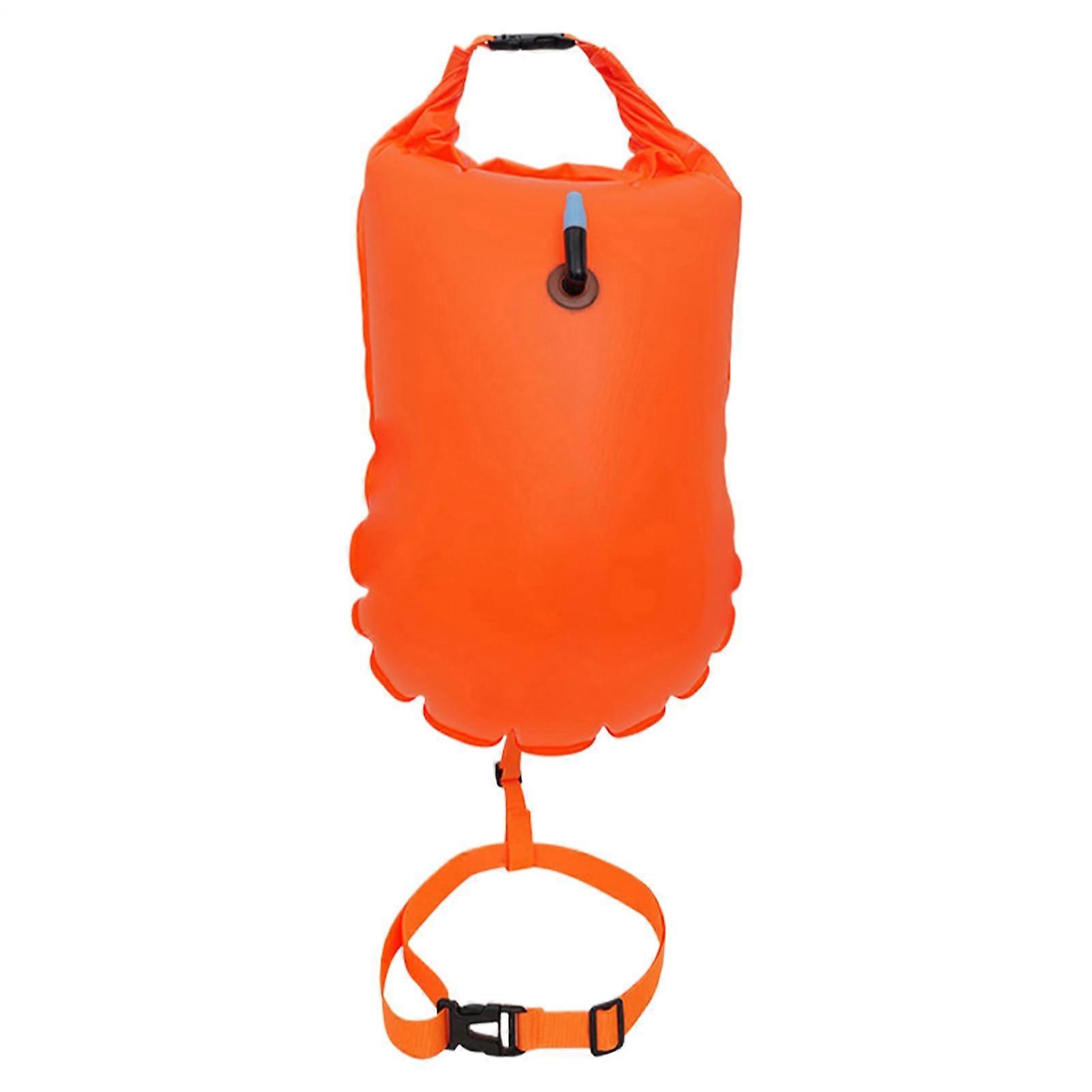 Pull Buoy - High-Visibility Swimming Float Bag with Adjustable Strap for Snorkeling, Pool, Sea, Lake, Dive, Orange