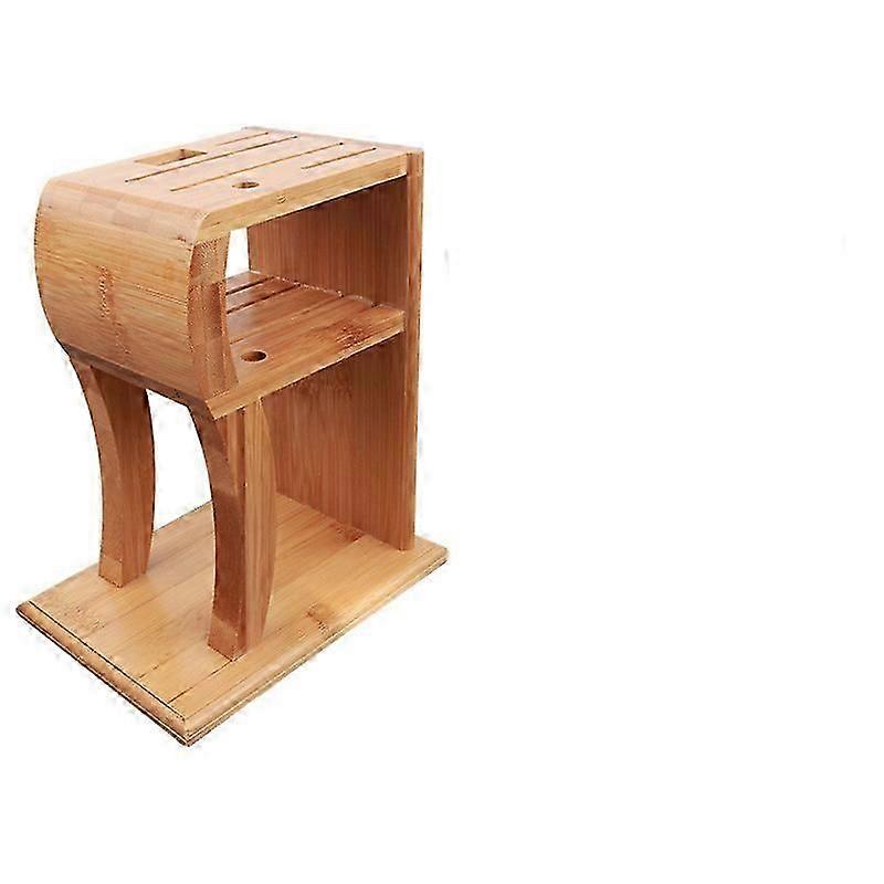 Bamboo Knife Block Organizer - 7-Slot Cutlery Storage Tool Rack R Model