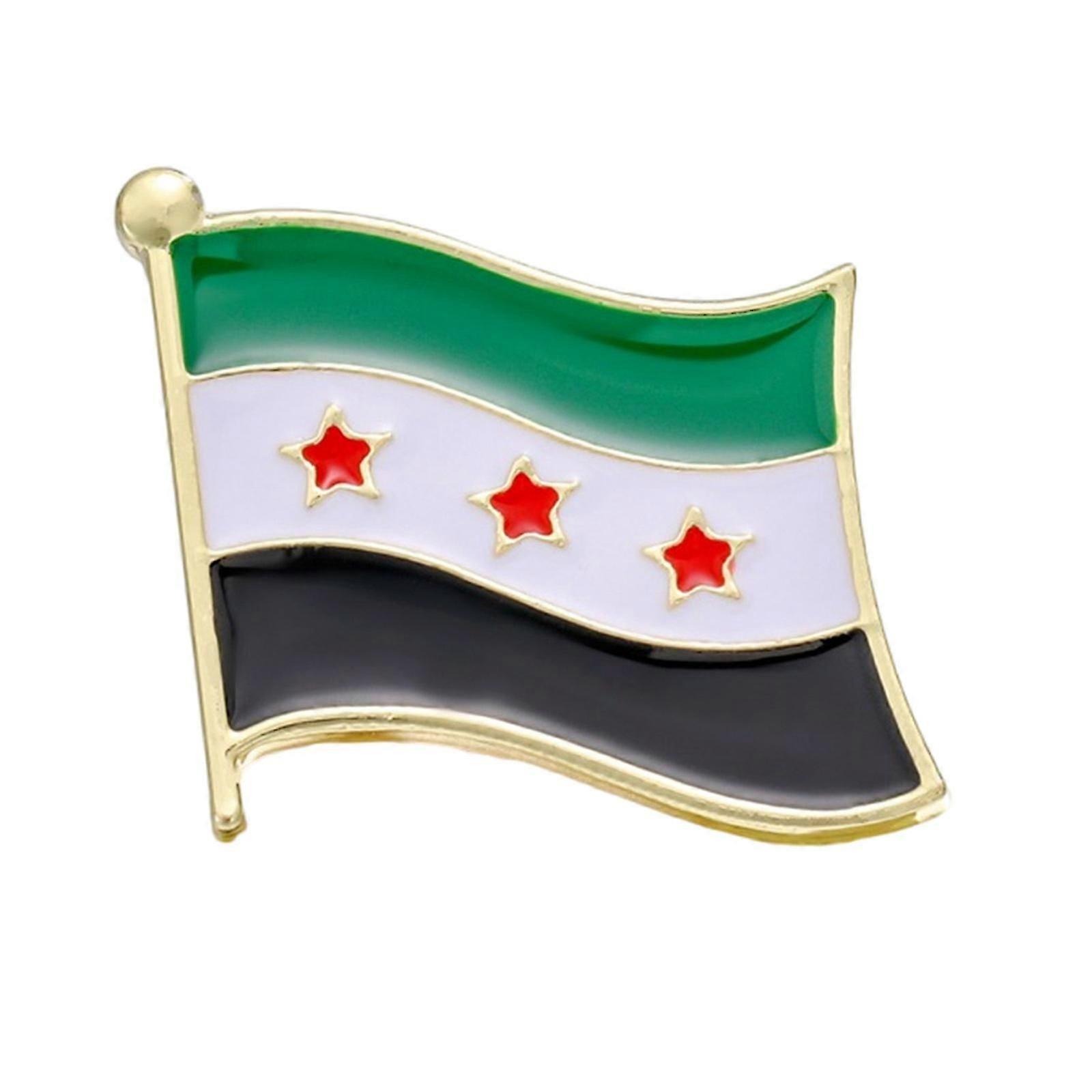 Boys Syria Flag Brooch Map Pin Alloy Badge Patriotic Jewelry Gift