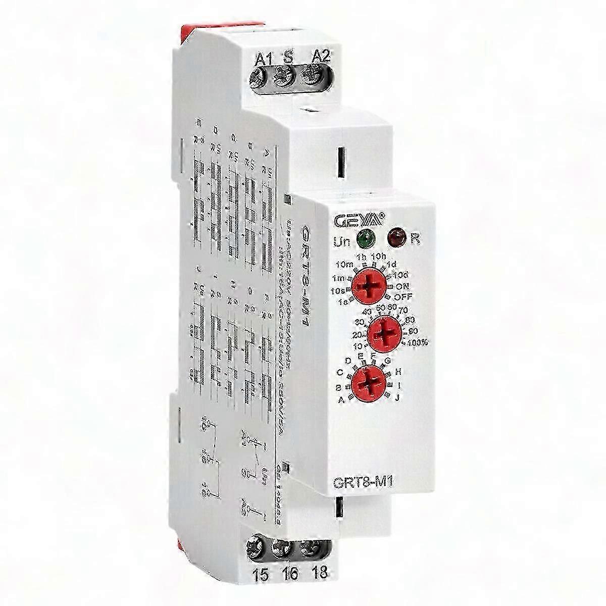 GRT8-M1 16A AC/DC12V-240V Multifunction DIN Rail Time Delay Relay On Off Automatic Timer
