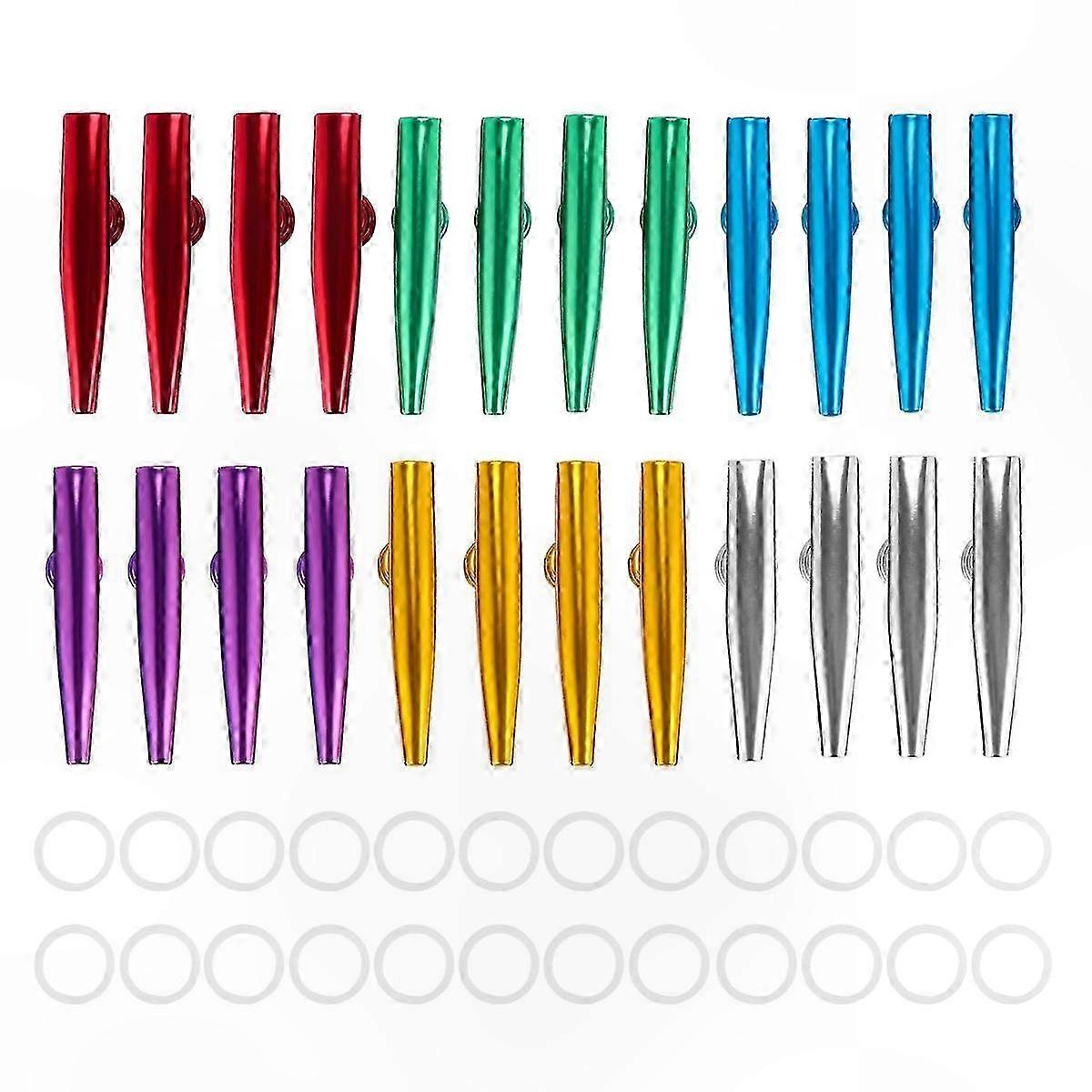 6-Color Metal Kazoo Set with 24 Diaphragms for Musical Fun, Ideal for Ukulele and Violin Ensembles