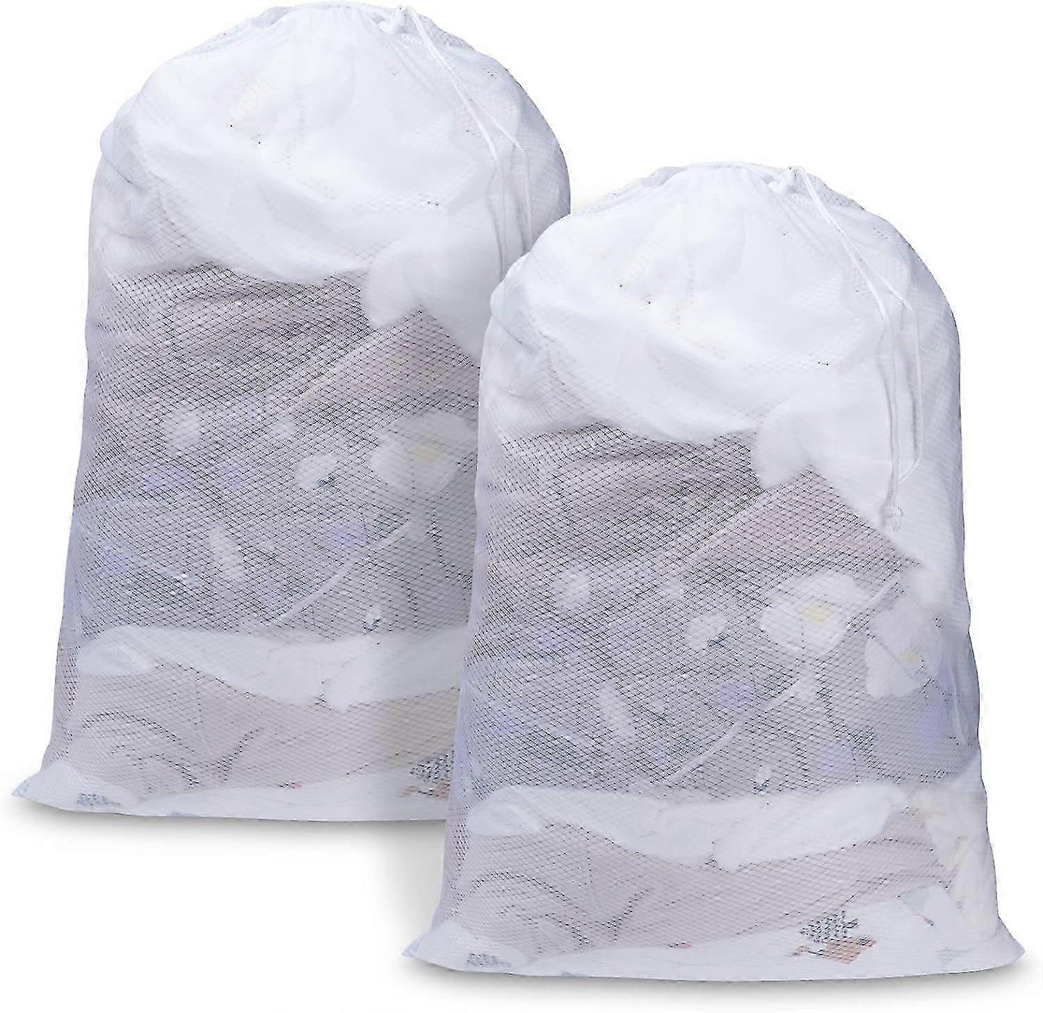 2Pcs Washing Machine Net, Laundry Net with Drawstring Reusable Laundry Bag Strong and Durable Mesh Bag Laundry Bag for Blouse, Underwear, Bra and Ling