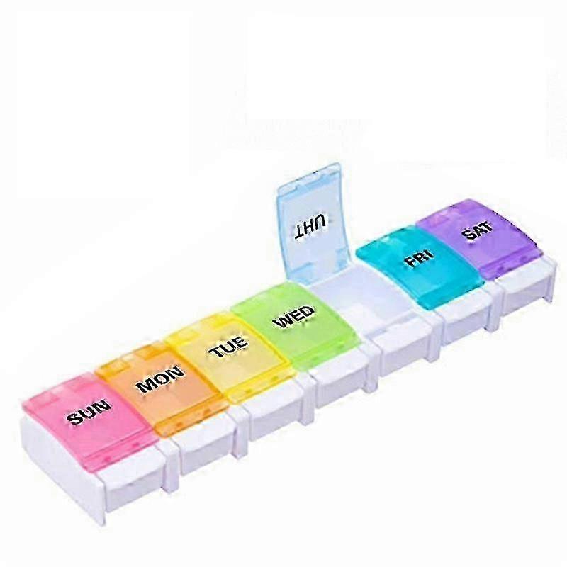 Convenient Weekly Pill Manager, Delightful Colors Tough Labels, High Quality Food-grade Pp, Transparent Plastic Lid For Easy Pill Identification,