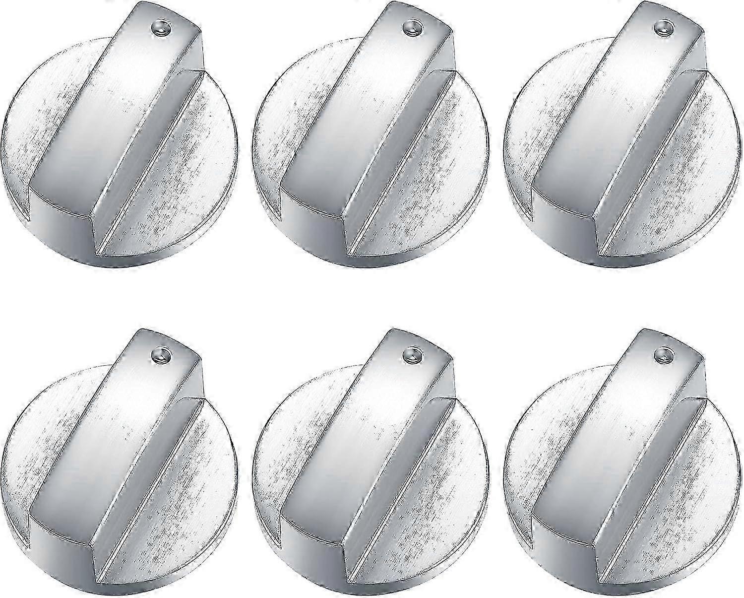 6 Pcs Gas Stove Control Knobs, Metal 6mm Cooker Control Switch Knobs, Silver Adaptors Oven Cooking Surface Switch Buttons, Gas Hob Knobs Control Locks