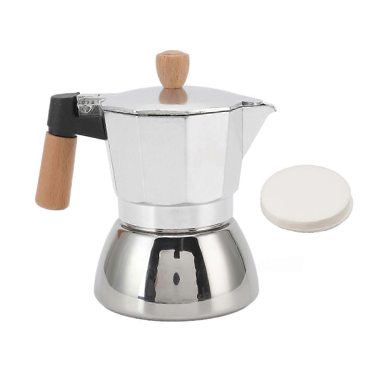 Stovetop Coffee Maker Stainless Steel Cafetera Coffee Pot With Filter Paper for Hand Brewed Moka 150ml