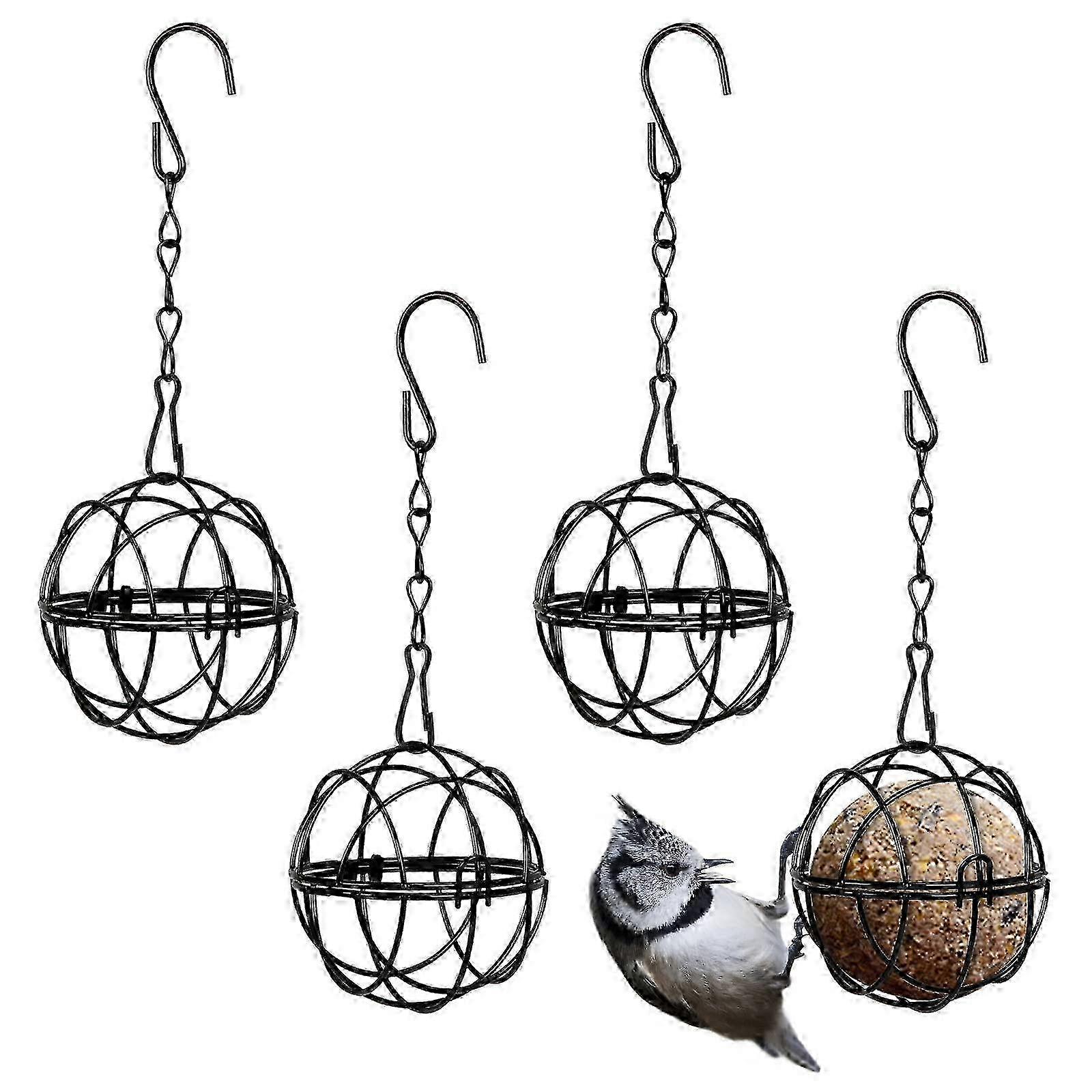 Metal Hanging Bird Feeders with 4 Fat Balls and S-shaped Hooks for Outdoor Garden Use 2025