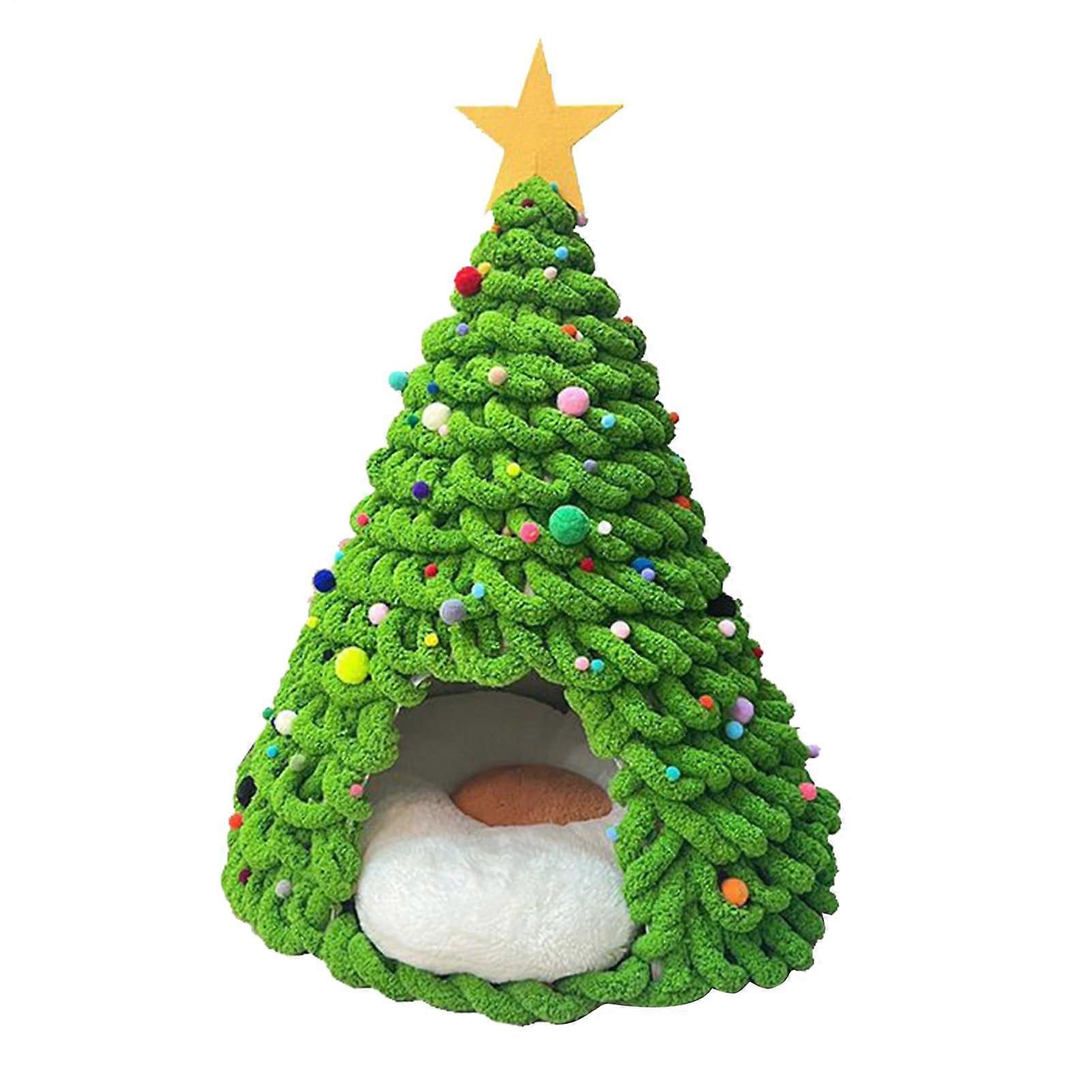 Christmas Tree Cat House Indoor Kitten Tent Material Set Cave Tent Craft Winter Decorations For Pets