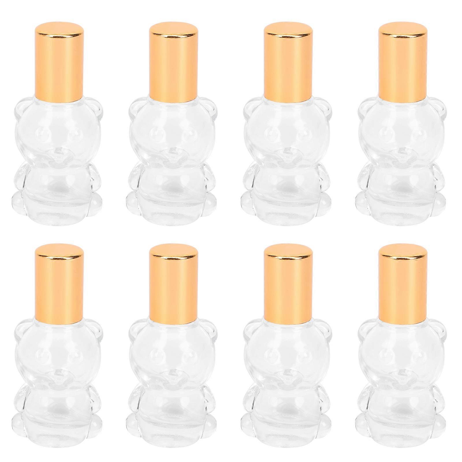 Liquid Roller Bottle Glass for Storage Use 8Pcs Transparent Bear Bottles