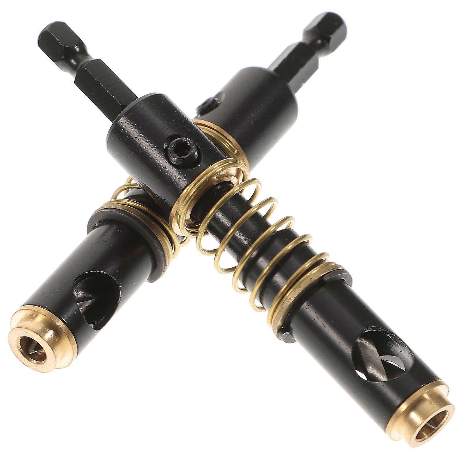 Self Centering Drill Bit Hinge Positioning for Door Hinge Installation Black Alloy High Carbon Steel with 2Pcs