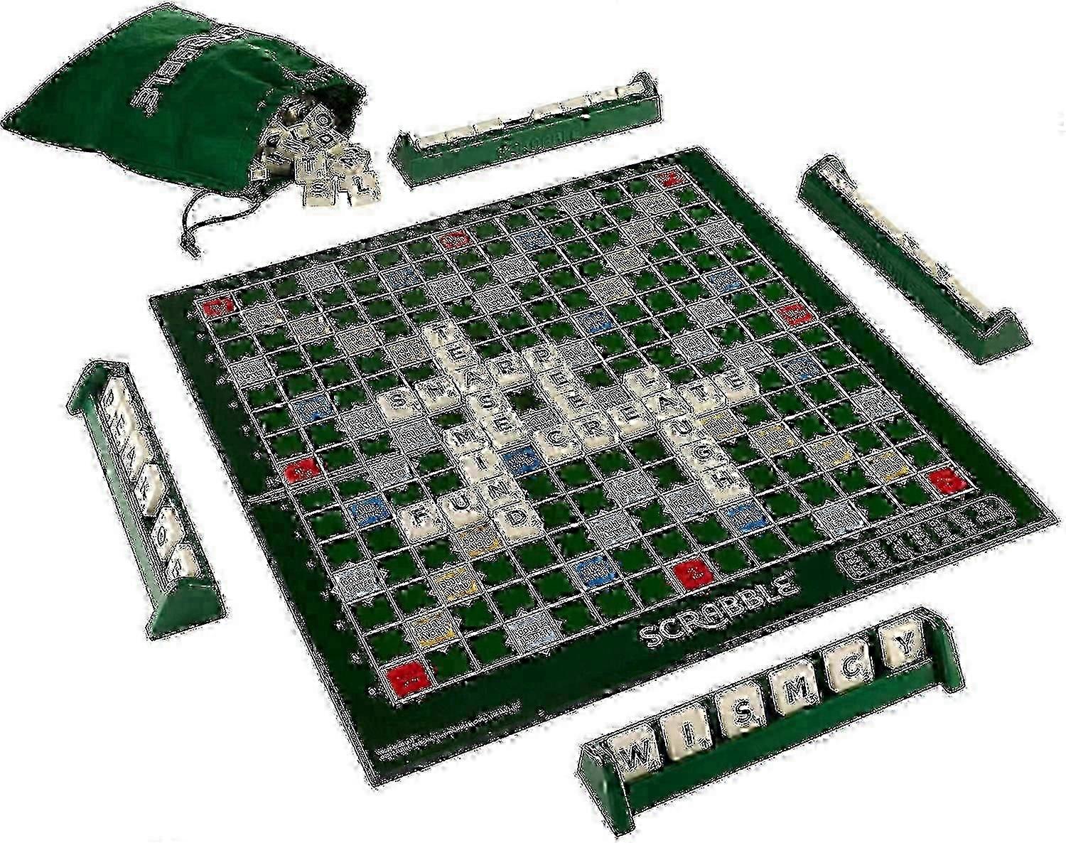 Scrabble Large Folding Edition mit drehbarem Spielbrett aus Holz Neu eingetroffen