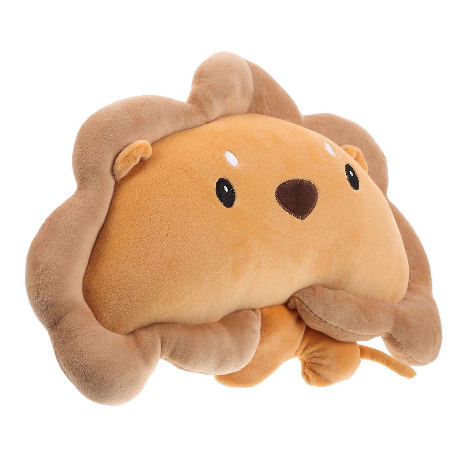 Comfortable Car Pillow Plush Lion Shape Plush Material Neck Support for Long Drives 1Set