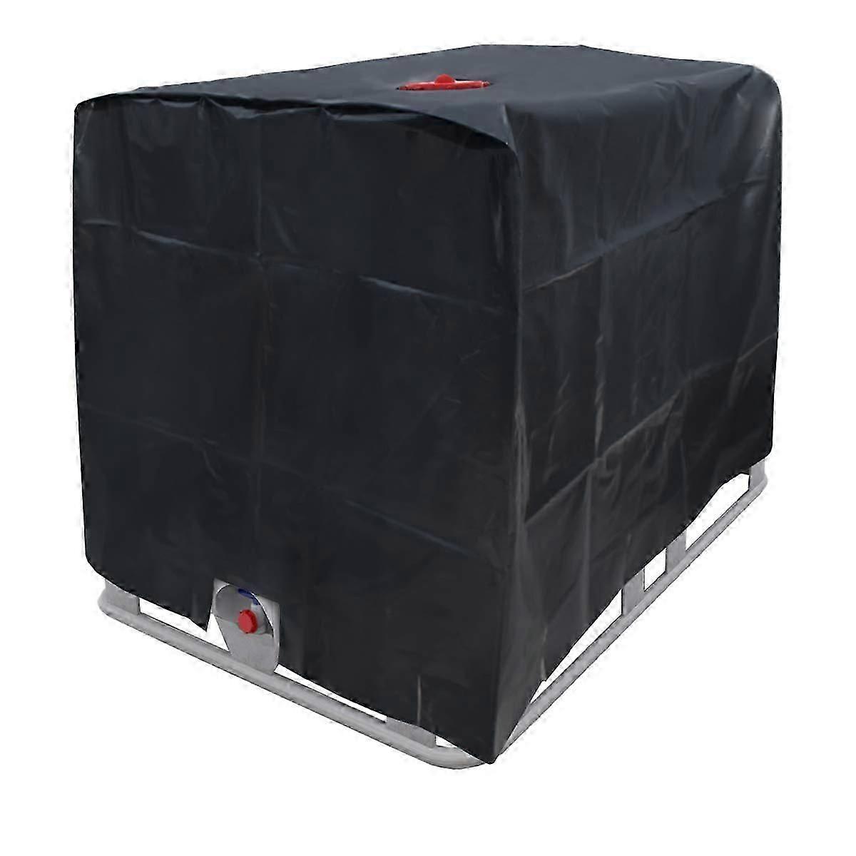 Water Tank Cover, IBC Tank Cover for 1000L Tank, Water Tank Container Protective Cover, Dustproof Anti-UV Rainproof, 120x100x116cm (Black)