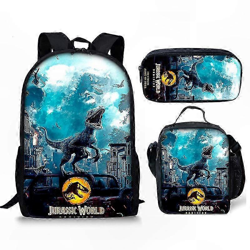 Dinosaur Themed Backpack with Matching Lunch Bag and Pencil Case for Students