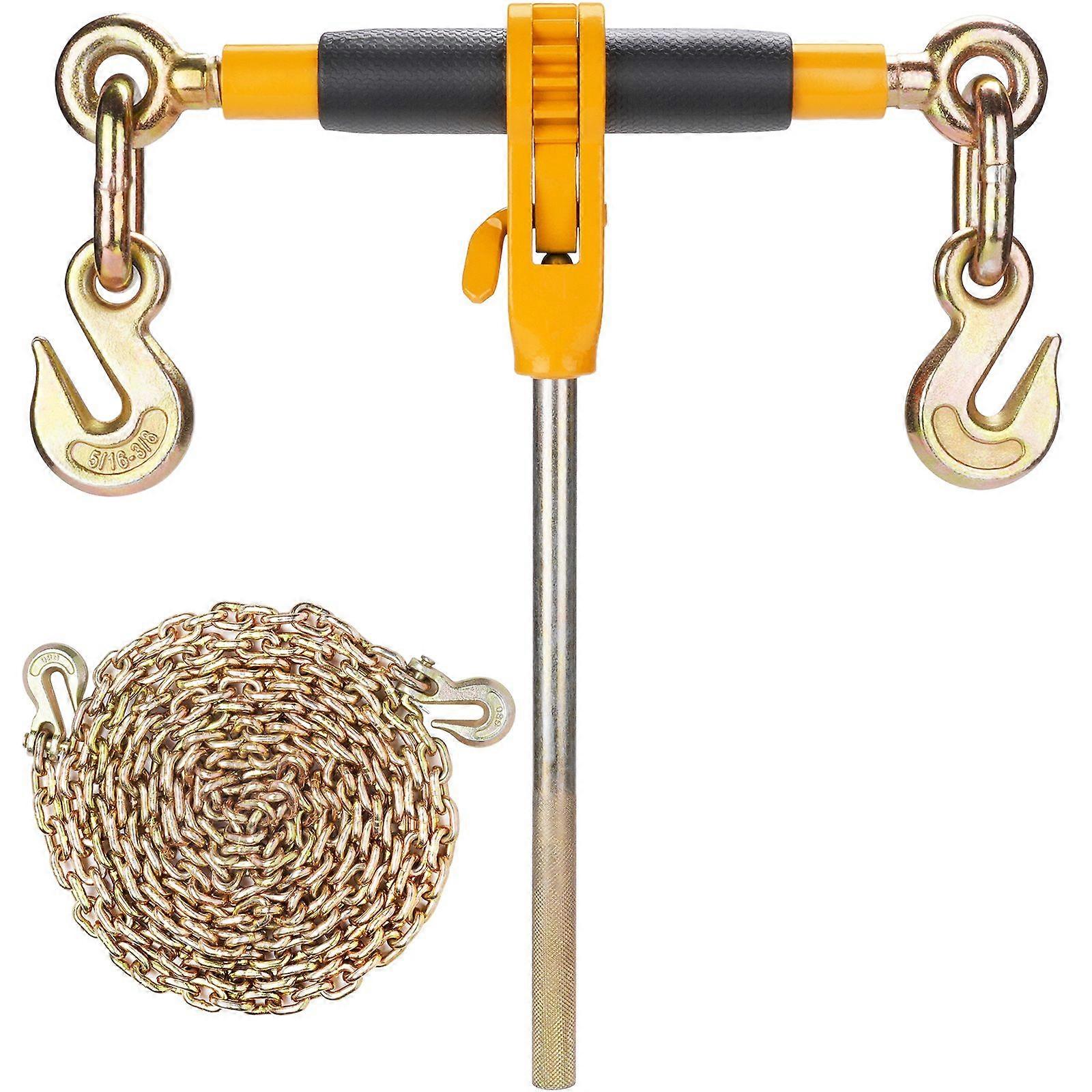 Ratelkettingbinder, 5/16"-3/8" Heavy Duty Load Binders, met G80 kettingen 7100 lbs Secure Load Limit Tie Down Hauling Chain Binders, 2 P