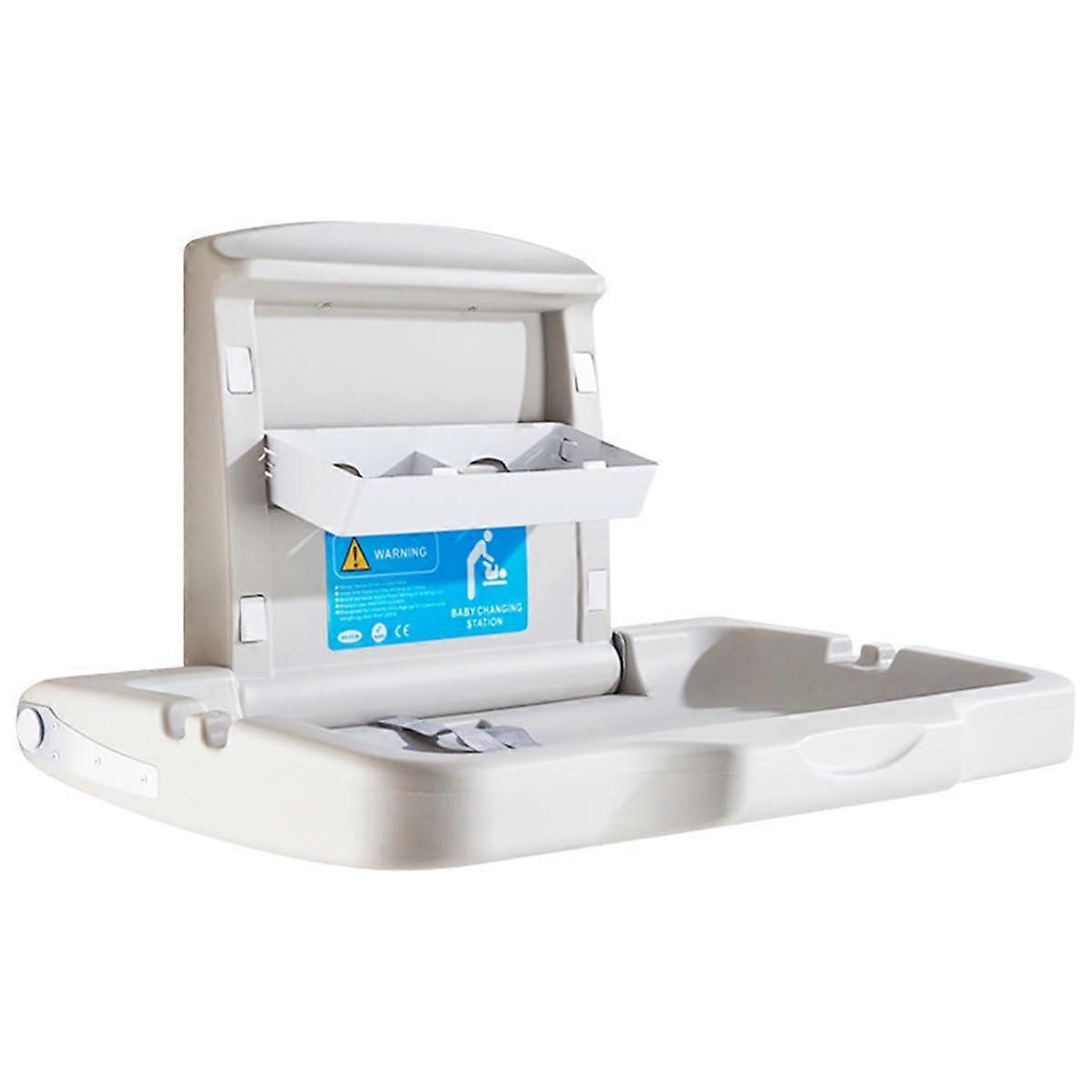 Baby Changing Table WallHung Horizontal Folding Nappy Changer Unit White With Adjustable Safety Strap