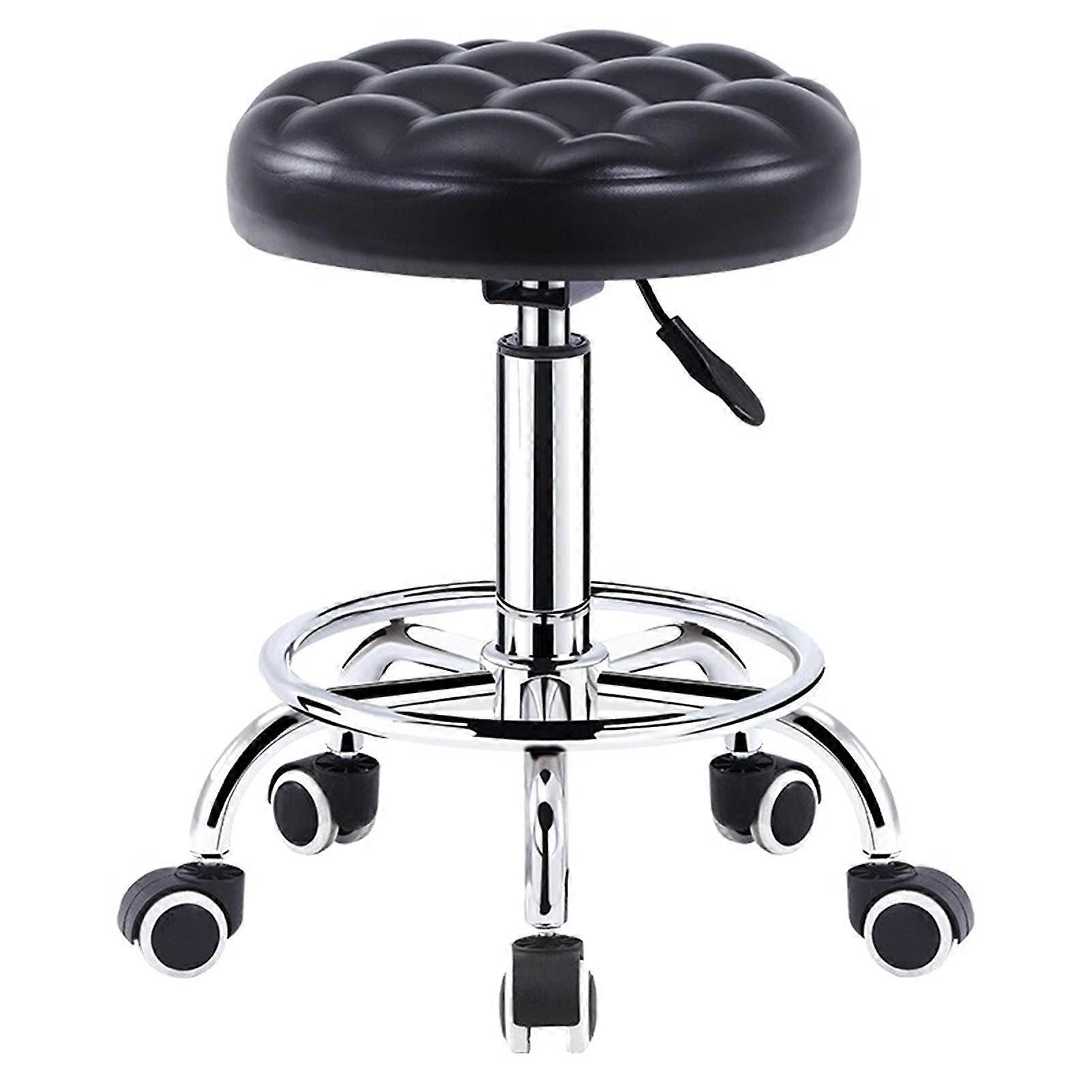 Rotating Dining Chair Modern Black  Bar Stool For Cafe Counter, Sponge Cushioned Seat, Swivel Castors, Height 4558 cm