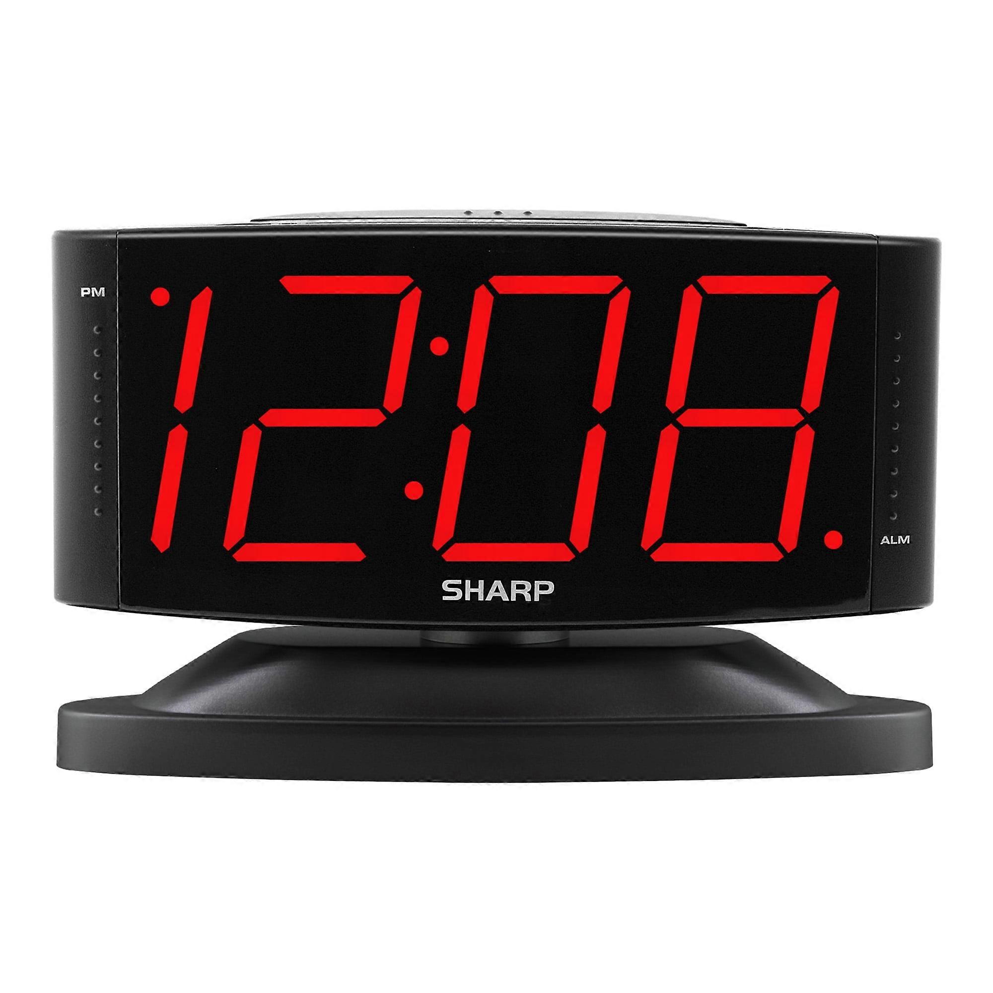Compatible with Sharp LED Digital Alarm Clock, Swivel Base, Black Case, Red Display, SPC033A