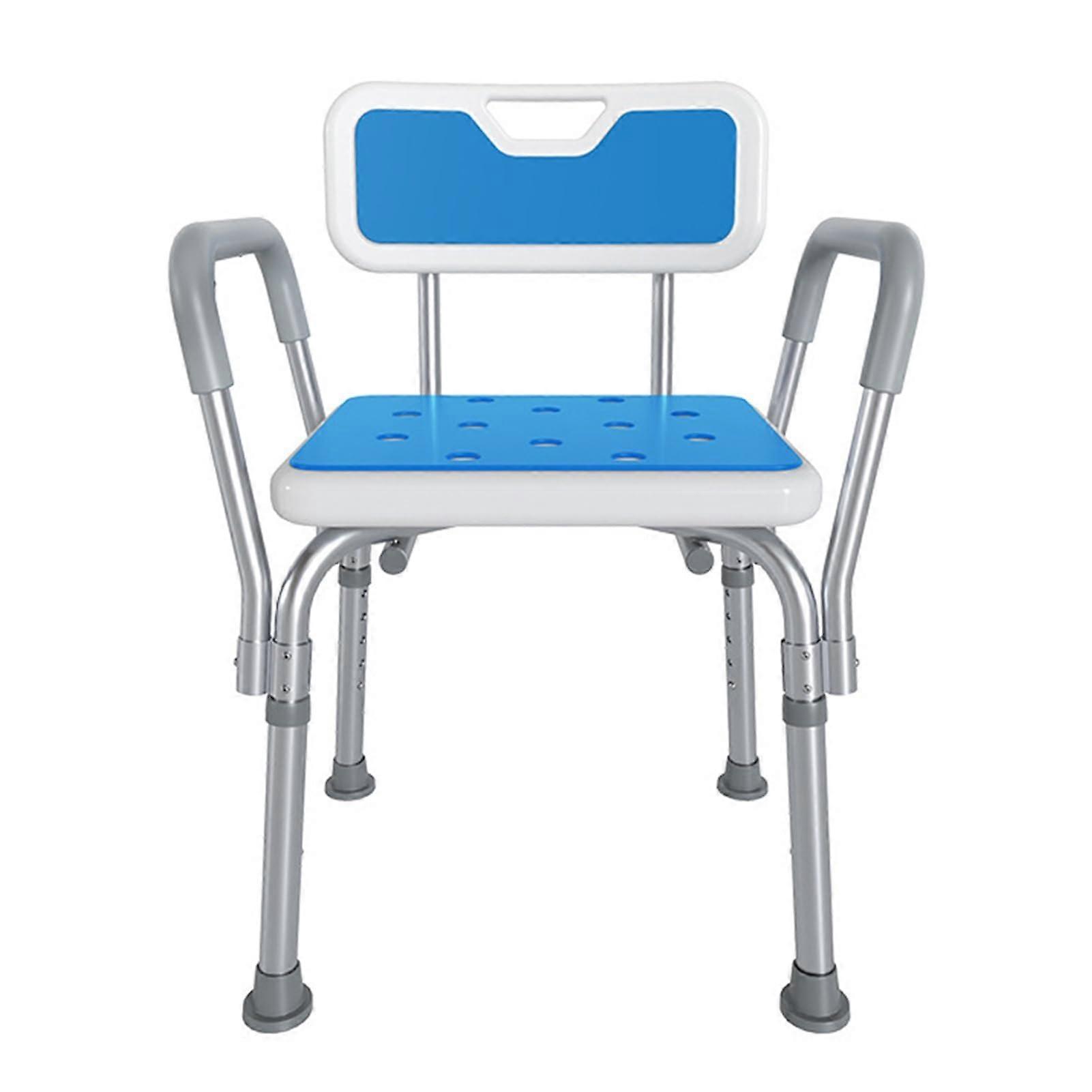 Shower Chair With Backrest And Armrest, NonSlip Adjustable Bath Stool, White Safety Padded For Elderly And Disabled