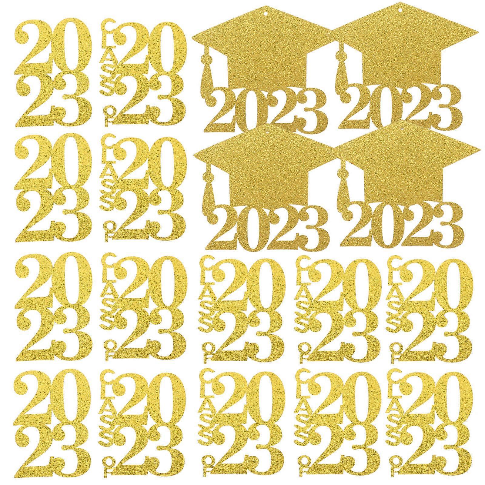 Festive Graduation Cutouts Tags Suitable For Graduation Party Photo Booth Decoration 120 Pcs Golden Rectangular Shape