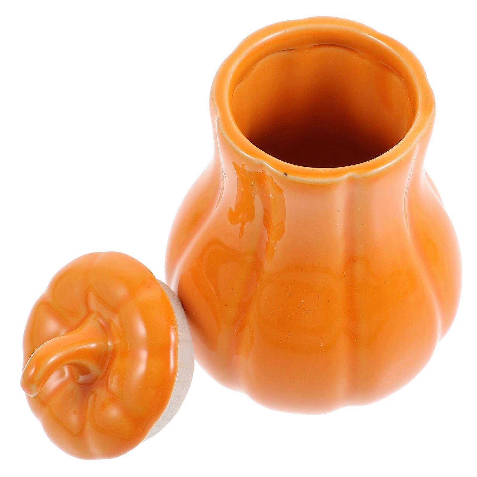 Ceramic Spice Storage Jars With Pumpkin Shape For General Consumers Moisture Resistant 3Pcs Set