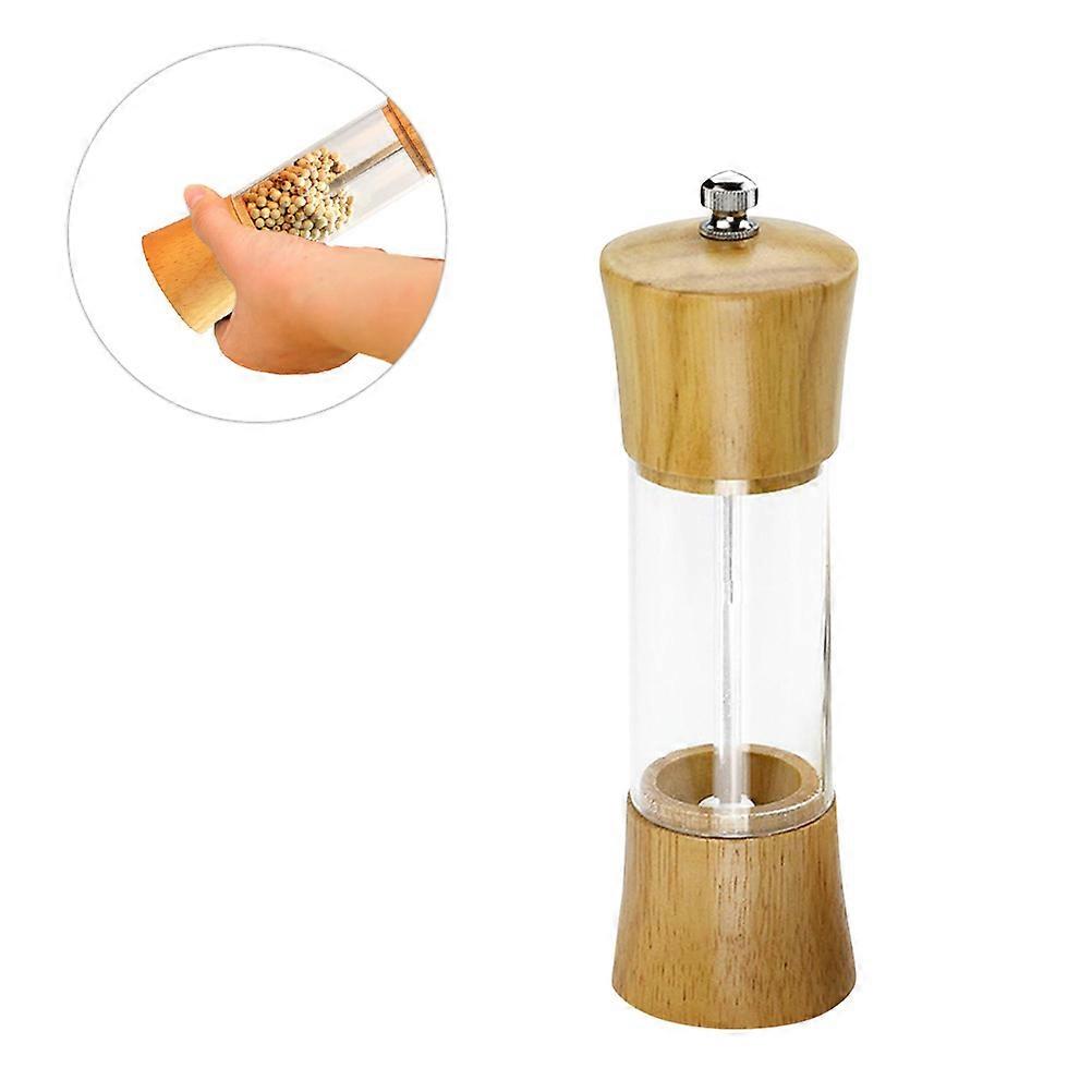 Pepper Grinder Wood Clear Precision Mechanism For Daily Cooking 5.3x5.3x16.5cm 1Pcs