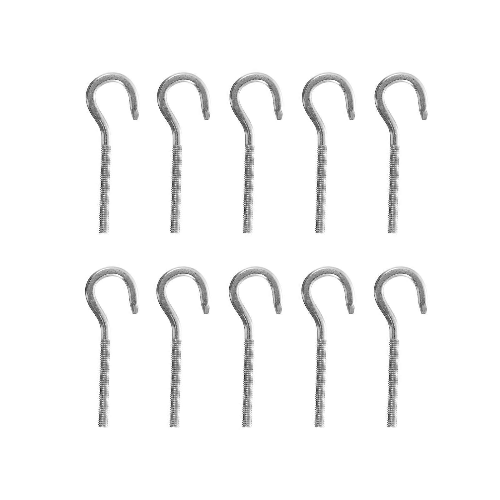 Silver Stainless Steel Screw Hooks for Hanging Use 10Pcs Hanging Hooks