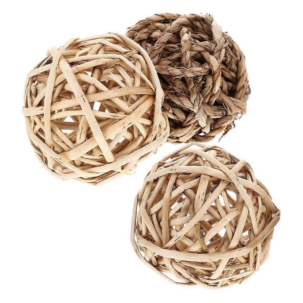 Natural Rattan Ball Chew Toys for Bunny Teeth 15 Pieces