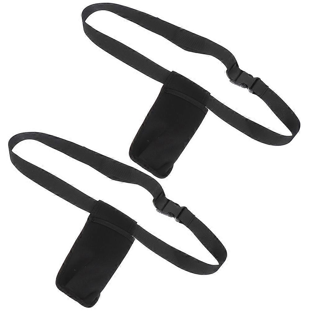 Black Adjustable Bottle Waist Pouch for Massager Storage 4Pcs