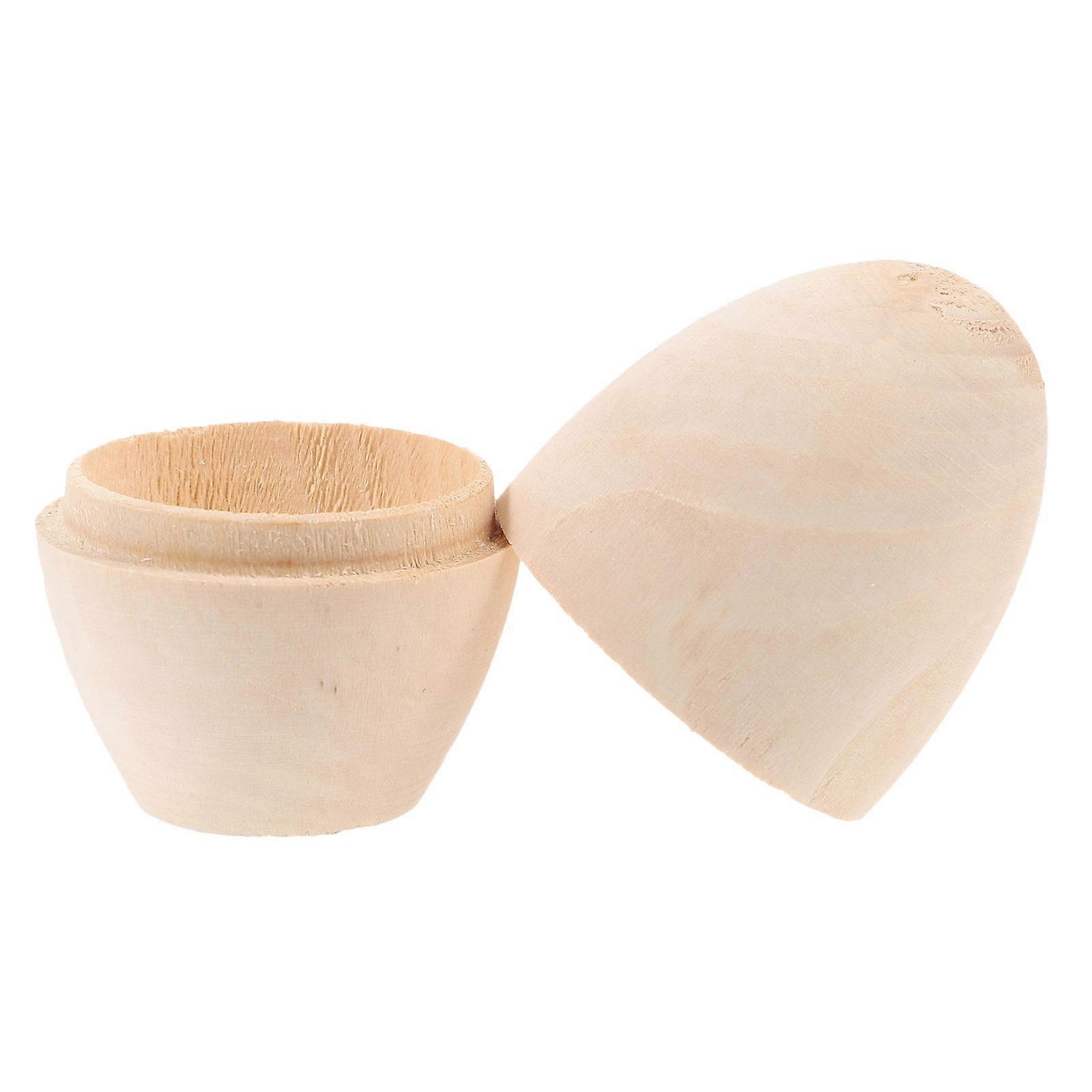Wooden Candy Storage Case Egg Shape Box for 5Pcs DIY