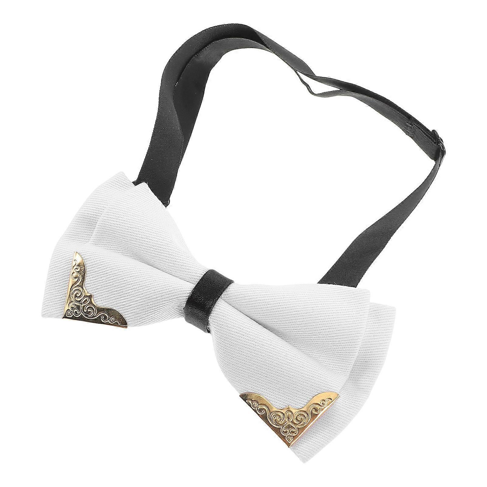 3Pcs Men Bow Ties for Wedding Groom Adjustable Formal White Bowtie Set