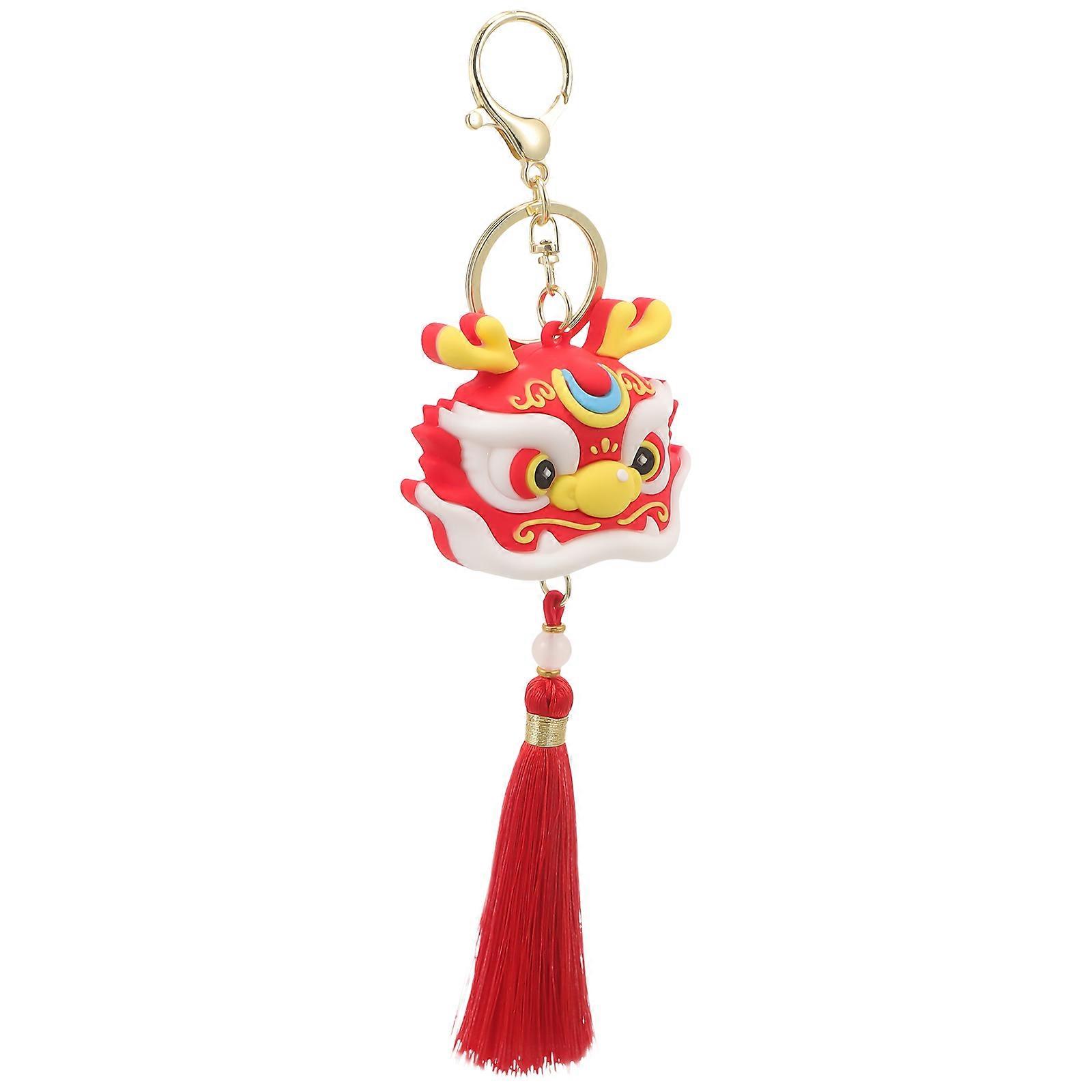 Cartoon Dragon Keychain 2Pcs Chinese Style Key Decoration For Special Occasions Red Portable Accessory