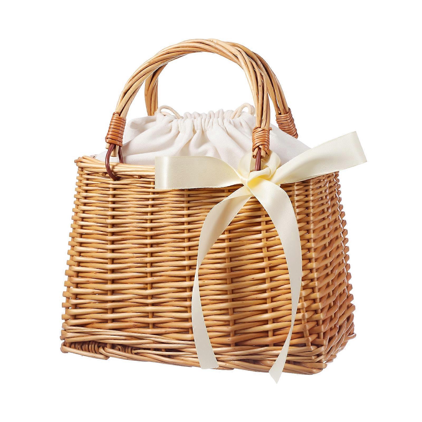 Delicate Woven Bag Rattan Small Bag for Storage Use 2Pcs Flower Basket
