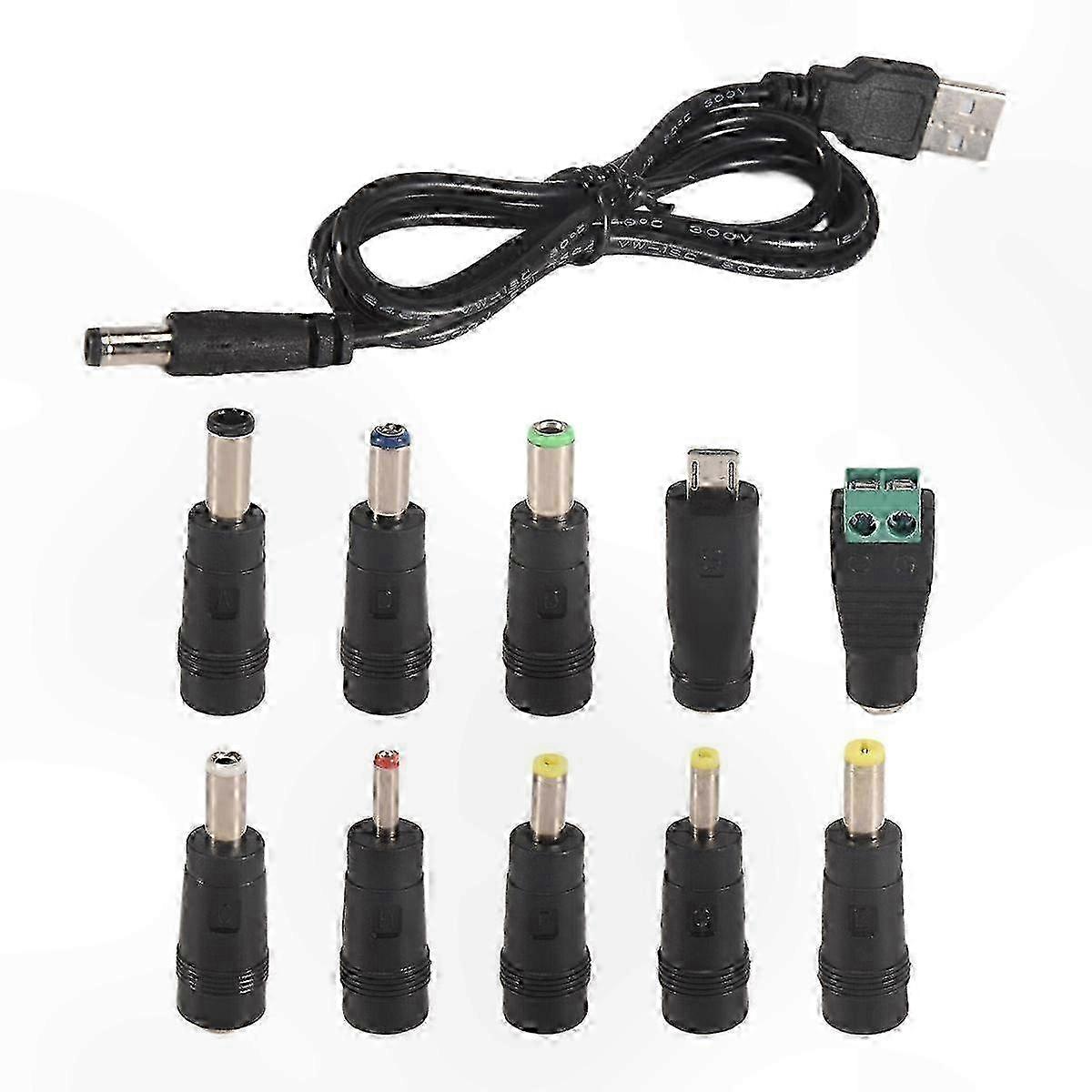 Interchangeable Plug USB to DC Power Cable for Device Charging
