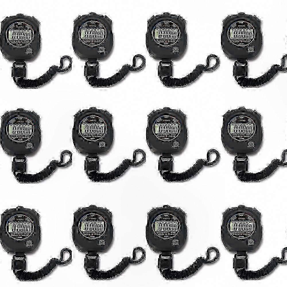 12-Pack Digital Stopwatch with Large Display, Multi-Function Timer for Sports, Date, Time, and Alarm
