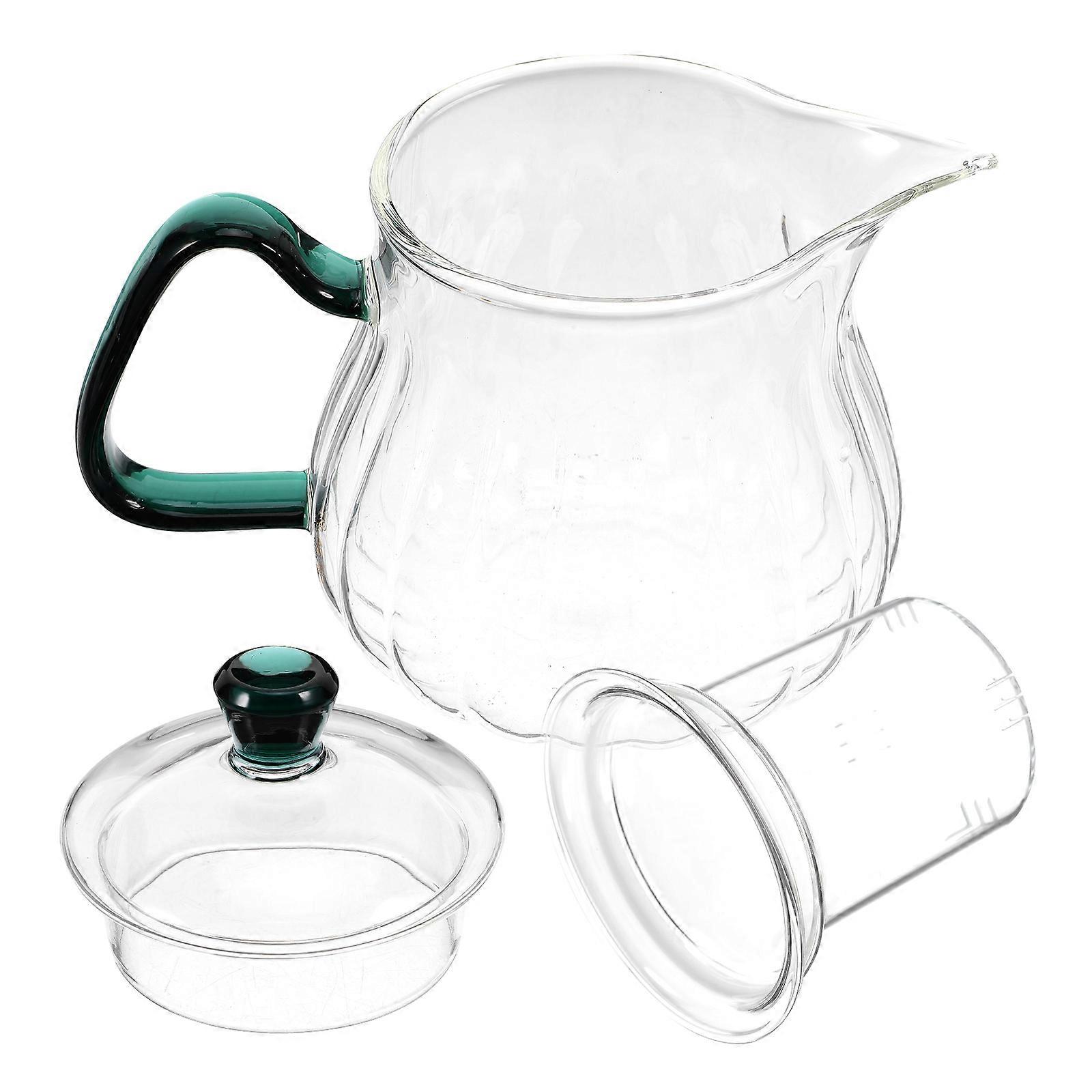 Teapot With Infuser 570ML Glass Design Perfect For Loose Leaf Tea At Home Office Tea Party In Green Color 4Pcs