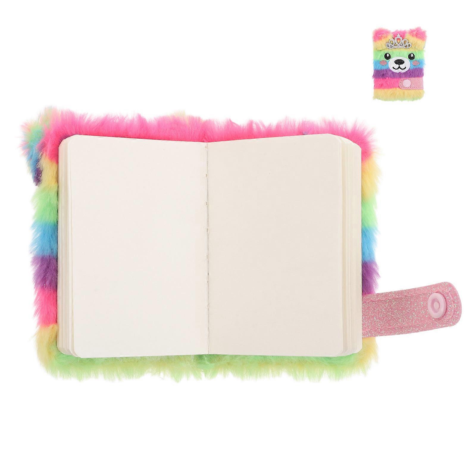 Cute Cartoon Notebook for Students with Buckle 4Pcs Plush Diary Journal
