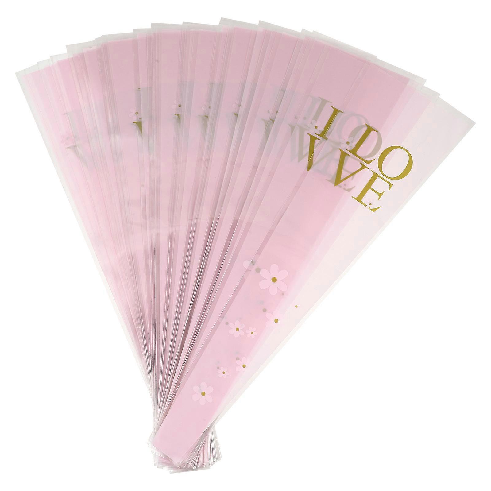 Flower Packaging Bag Single for Bouquet Wrap 100Pcs Pink