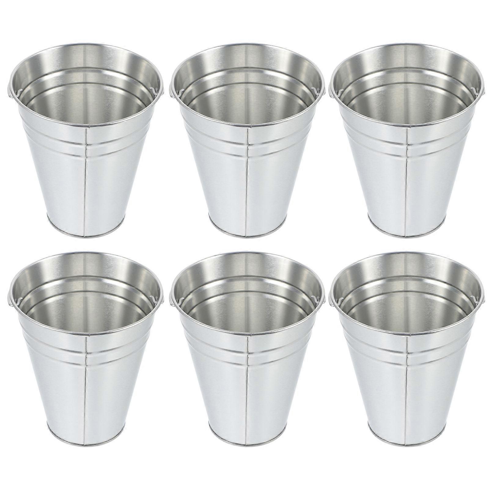 Portable Beer Bucket Ice Buckets for Storage Use 6Pcs Silver Tinplate